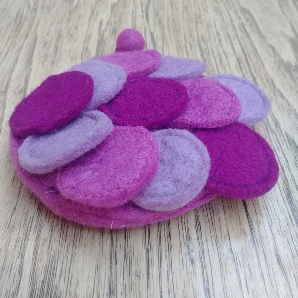 Handmade purple wool felt pouch wallet coin purse - Picture 4 of 11